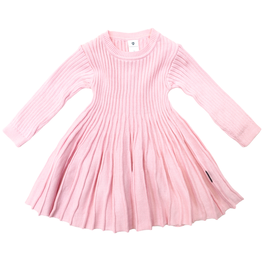 Girls Rib Knit Swing Dress -Pink Lotus