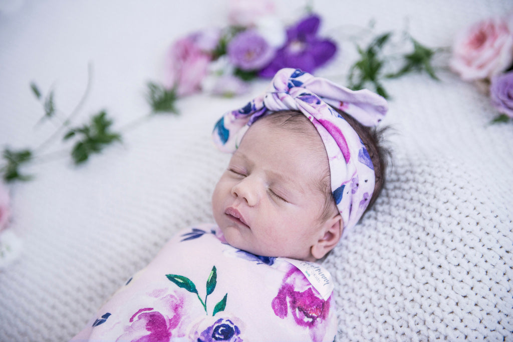 Snuggle swaddle and topknot set - Floral Kiss SOLD OUT