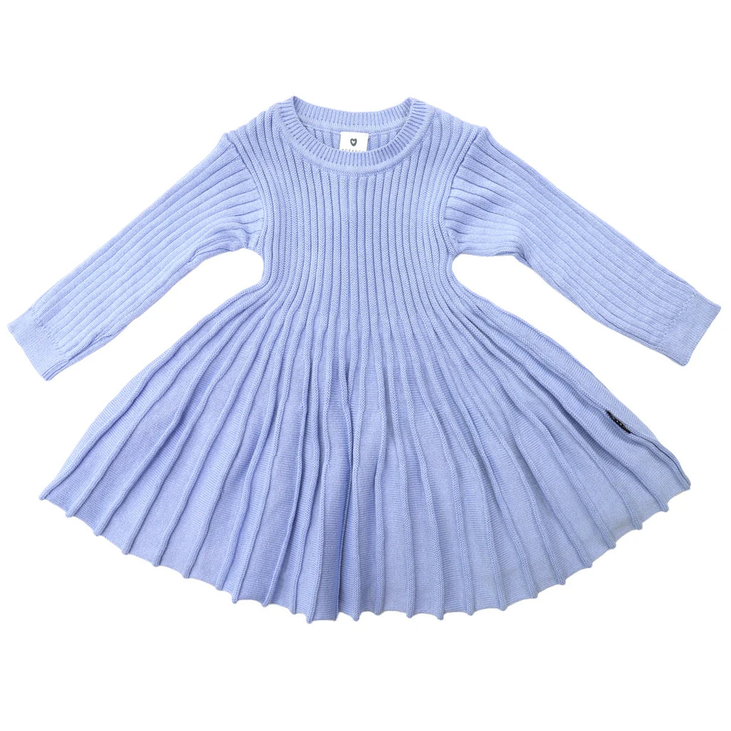 Girls Rib Knit Swing Dress - Heron Blue