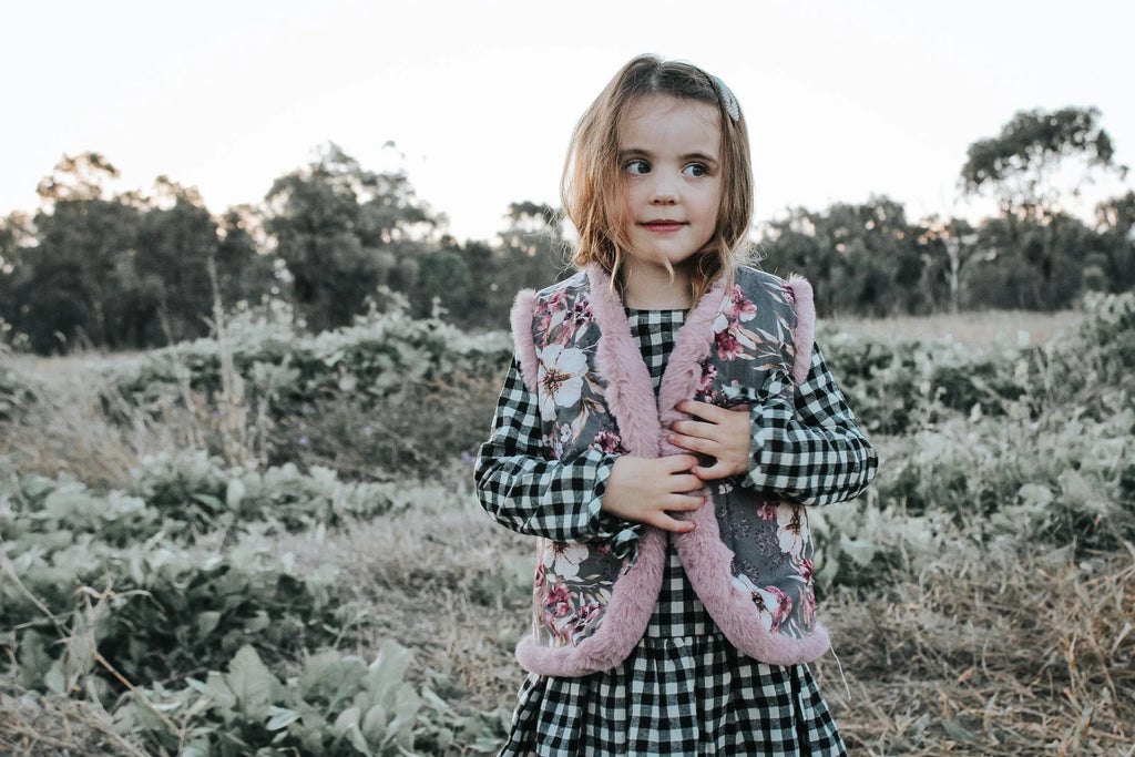 Girls Fur Vest - Pink