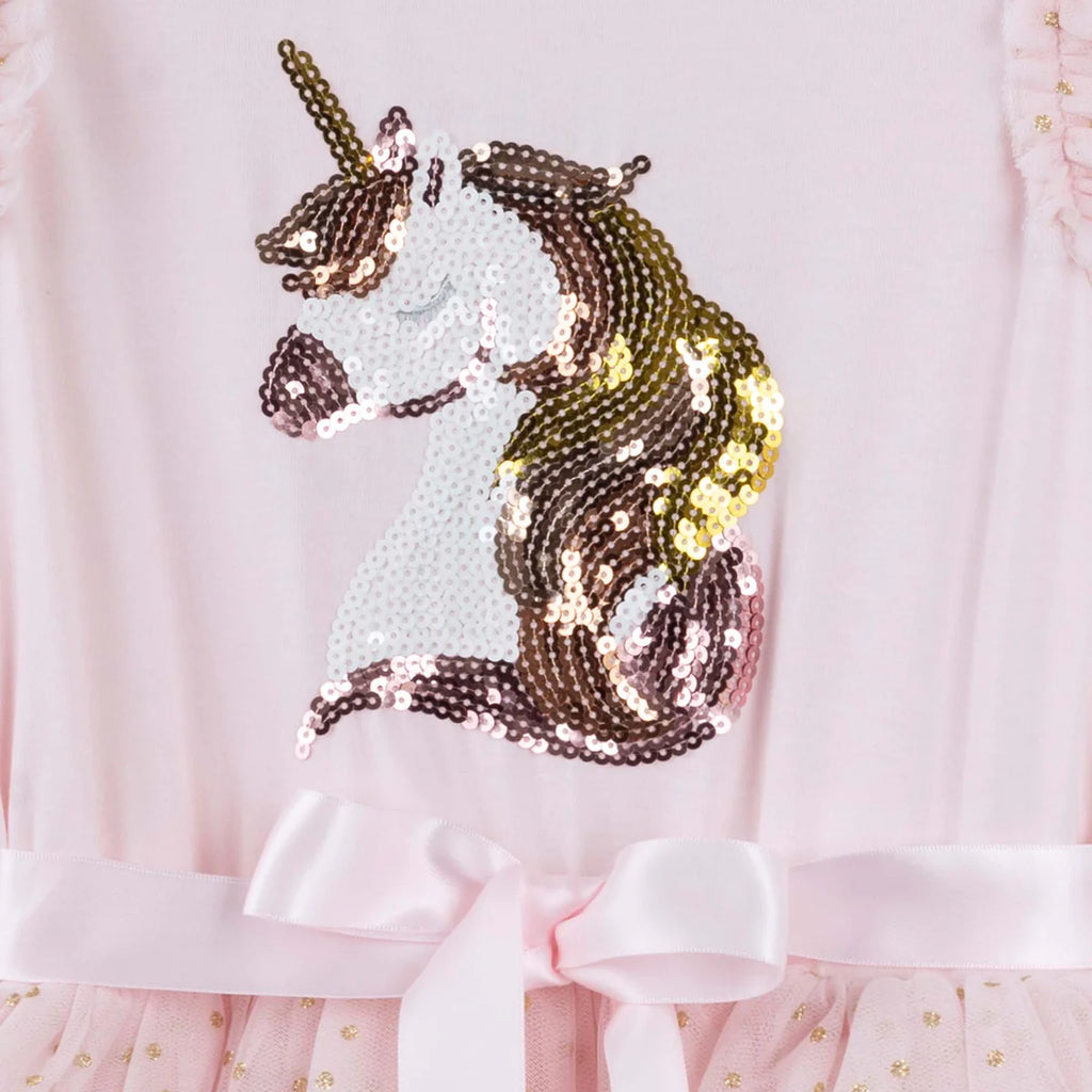 Unicorn Sequin L/S Tutu Dress - Pink