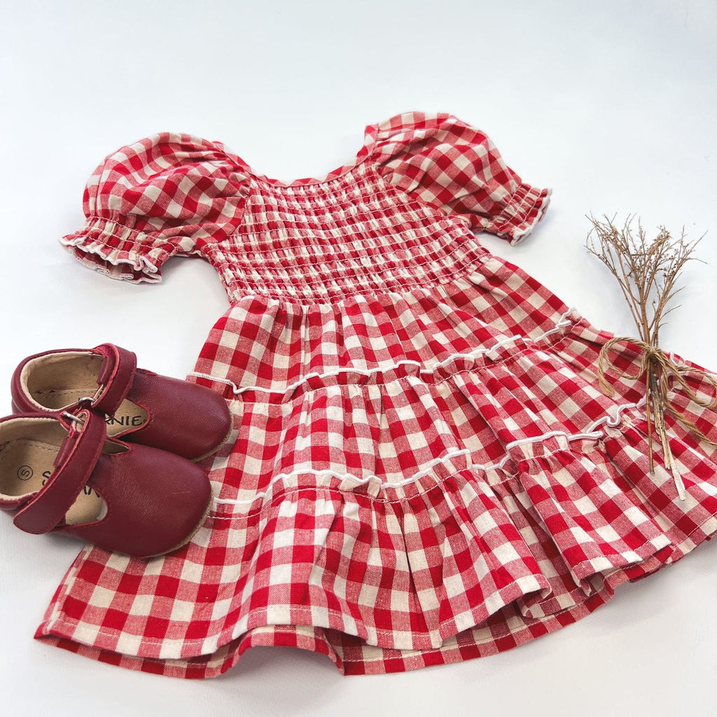 Baby Girls Daisy Dress - Red Check