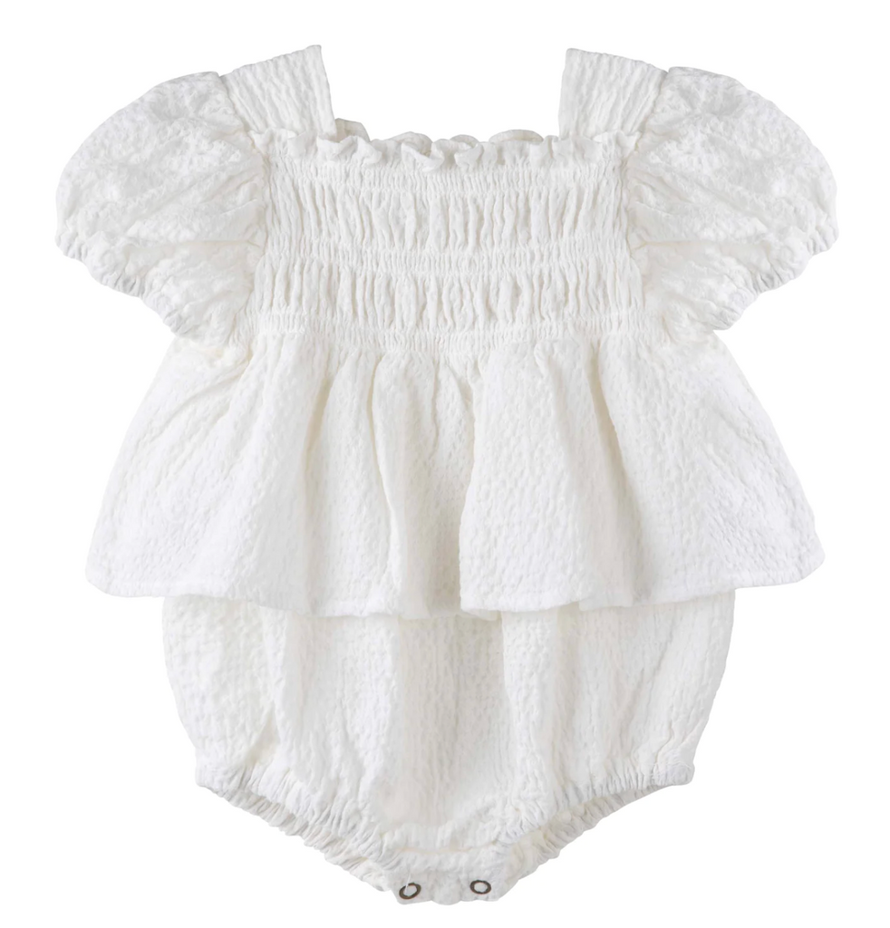 SOPHIE TIERED RUFFLE ROMPER - IVORY