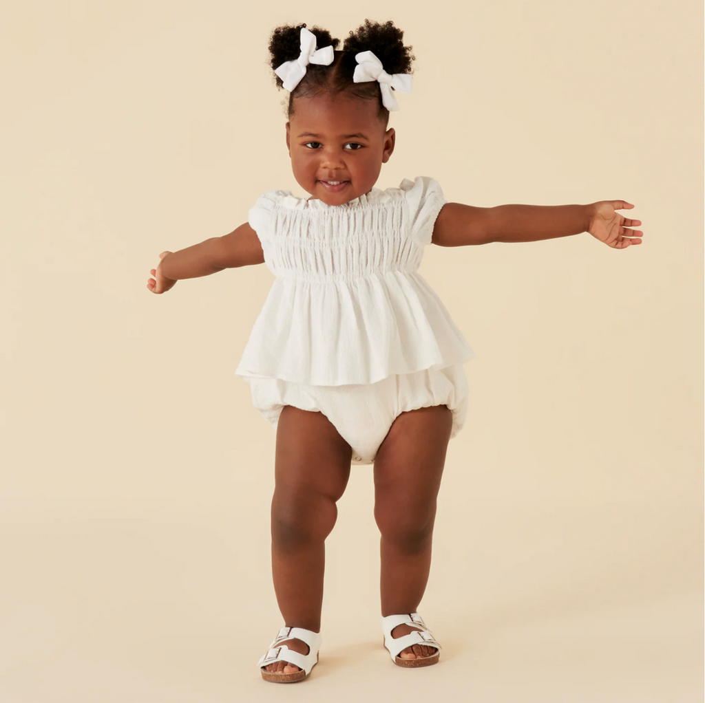 SOPHIE TIERED RUFFLE ROMPER - IVORY
