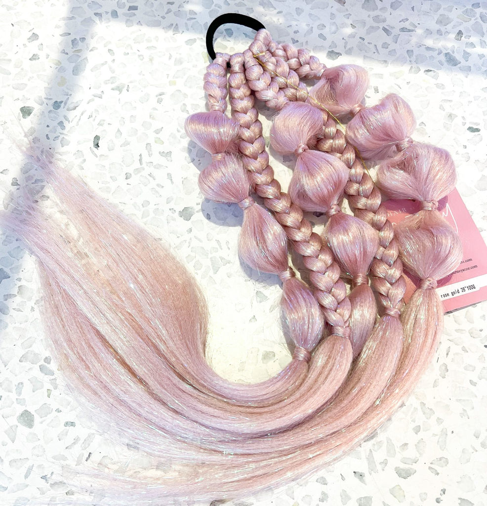 ROSE BUBBLES TIE IN PONYTAIL EXTENSION