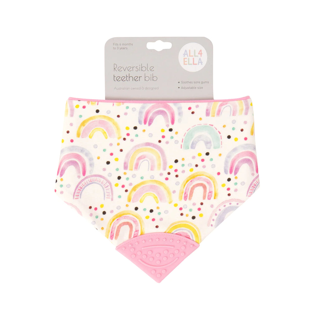 Bandana Bib with Silicone Teether - Watercolour Rainbow SOLD OUT