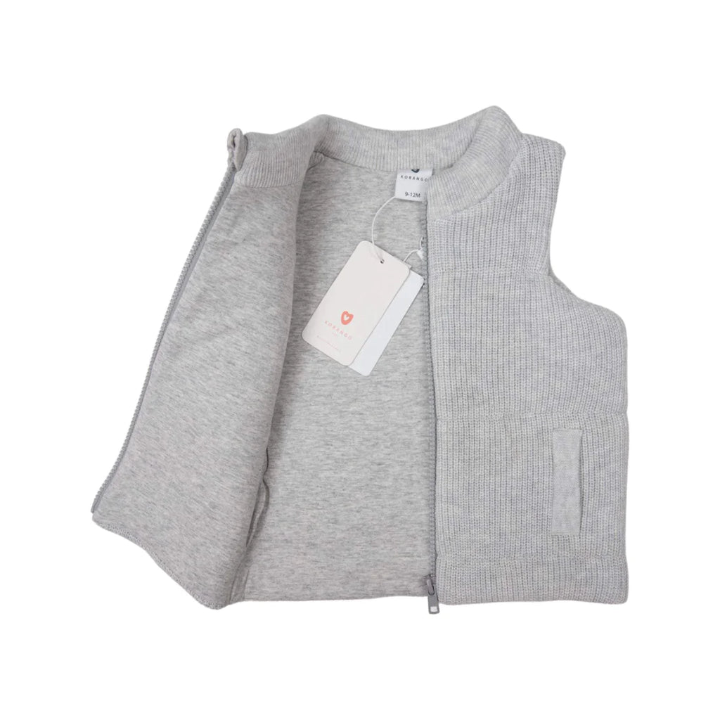 Girls Lined Knit Vest - Grey Marle