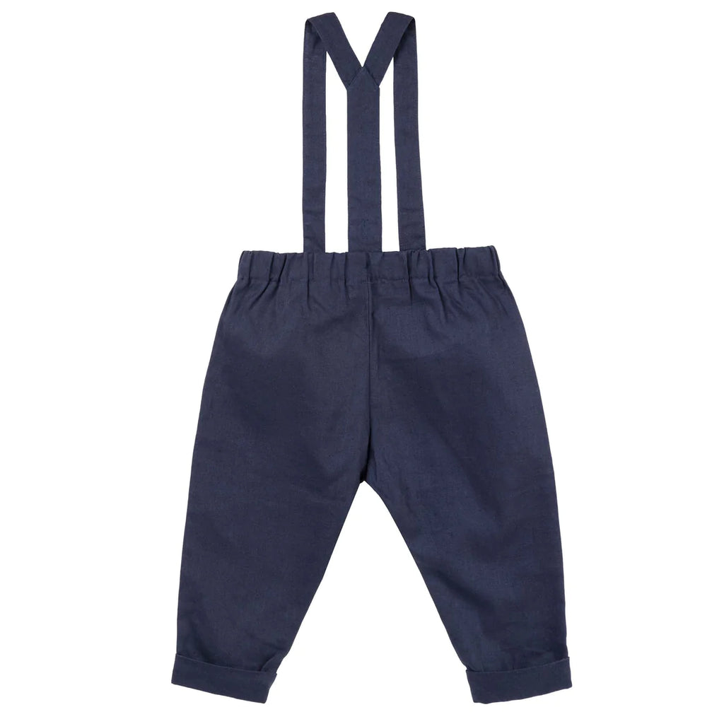 Finley Linen Suspender Pants -Navy