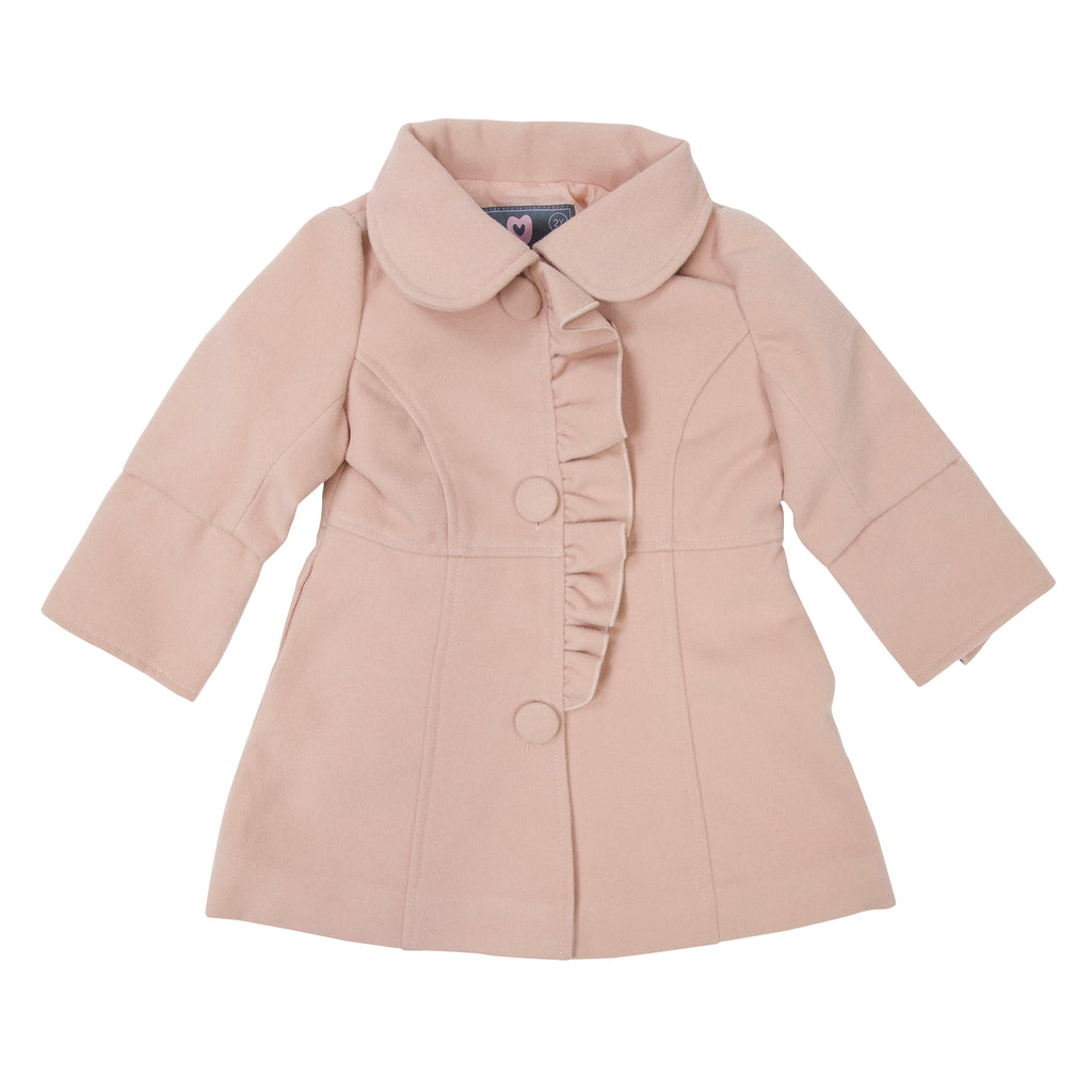 Faux wool coat with Frill - Blush