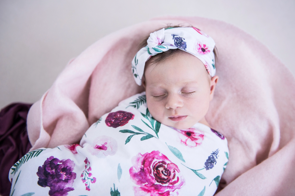 Snuggle swaddle and topknot set - Peony Bloom SOLD OUT