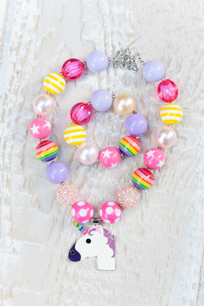 Unicorn Necklace Bubblegum Set