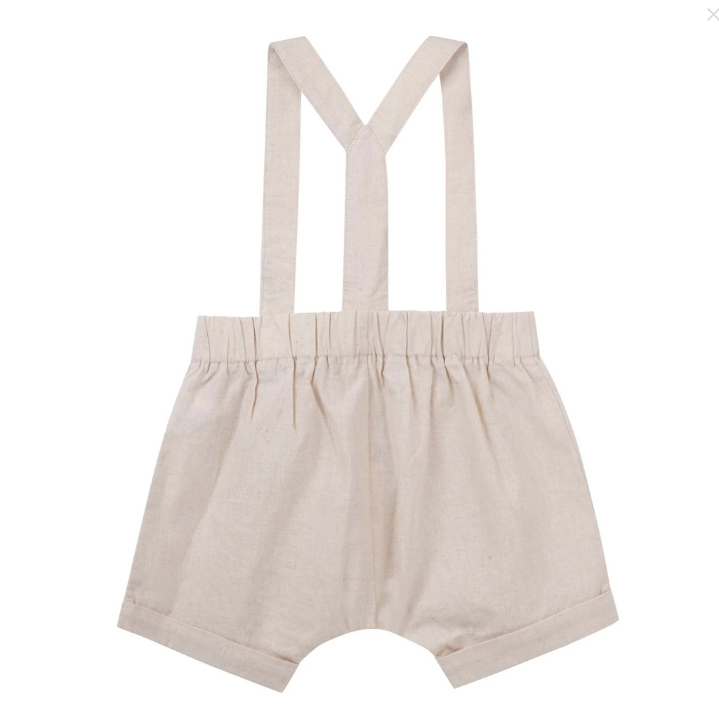 Finley Linen Suspender Shorts - Sand