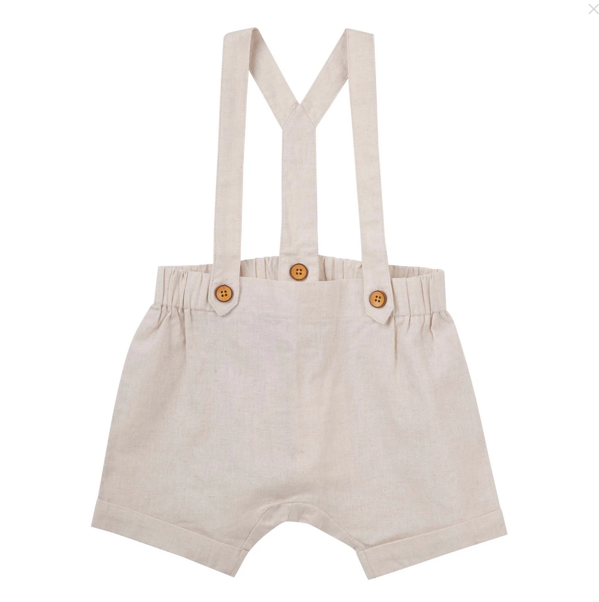 Baby khaki shorts with suspenders discount