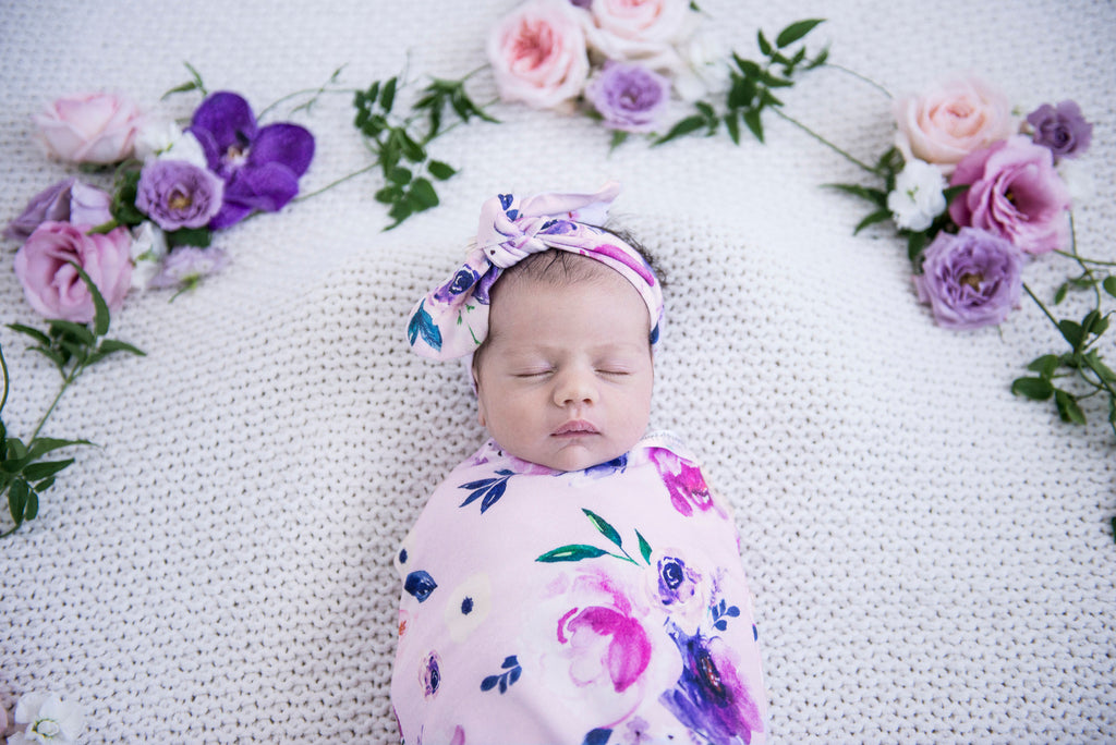 Snuggle swaddle and topknot set - Floral Kiss