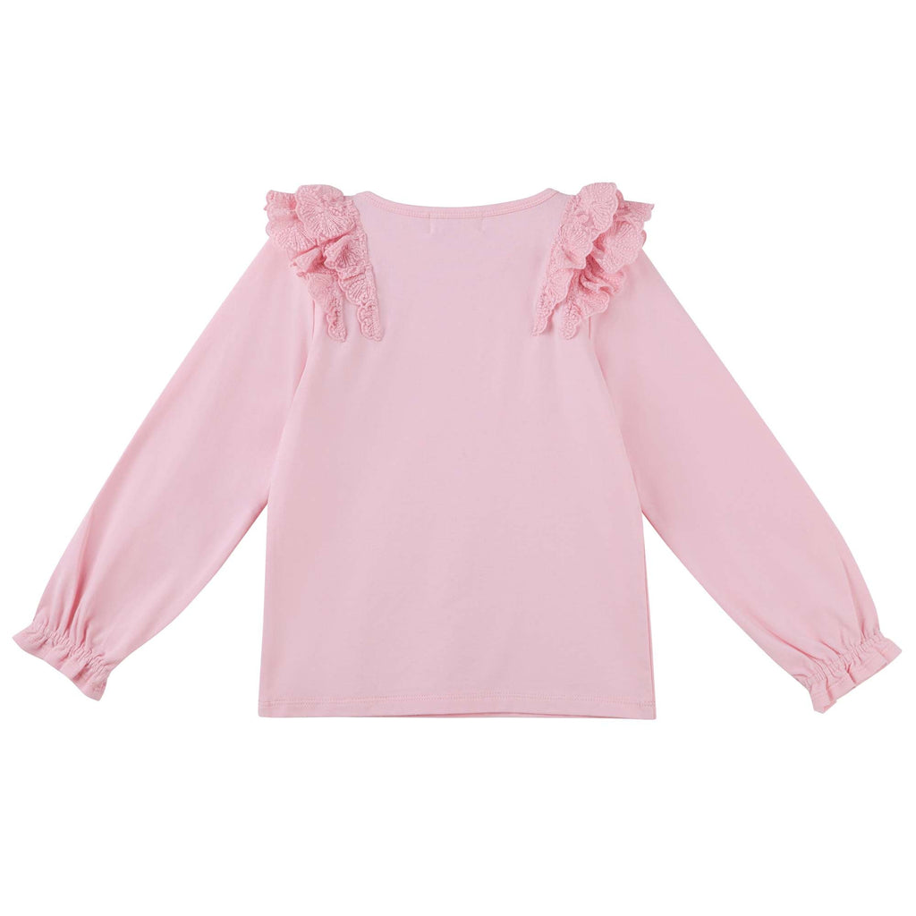 Rosalie Lace Frill Top - Dusty Pink