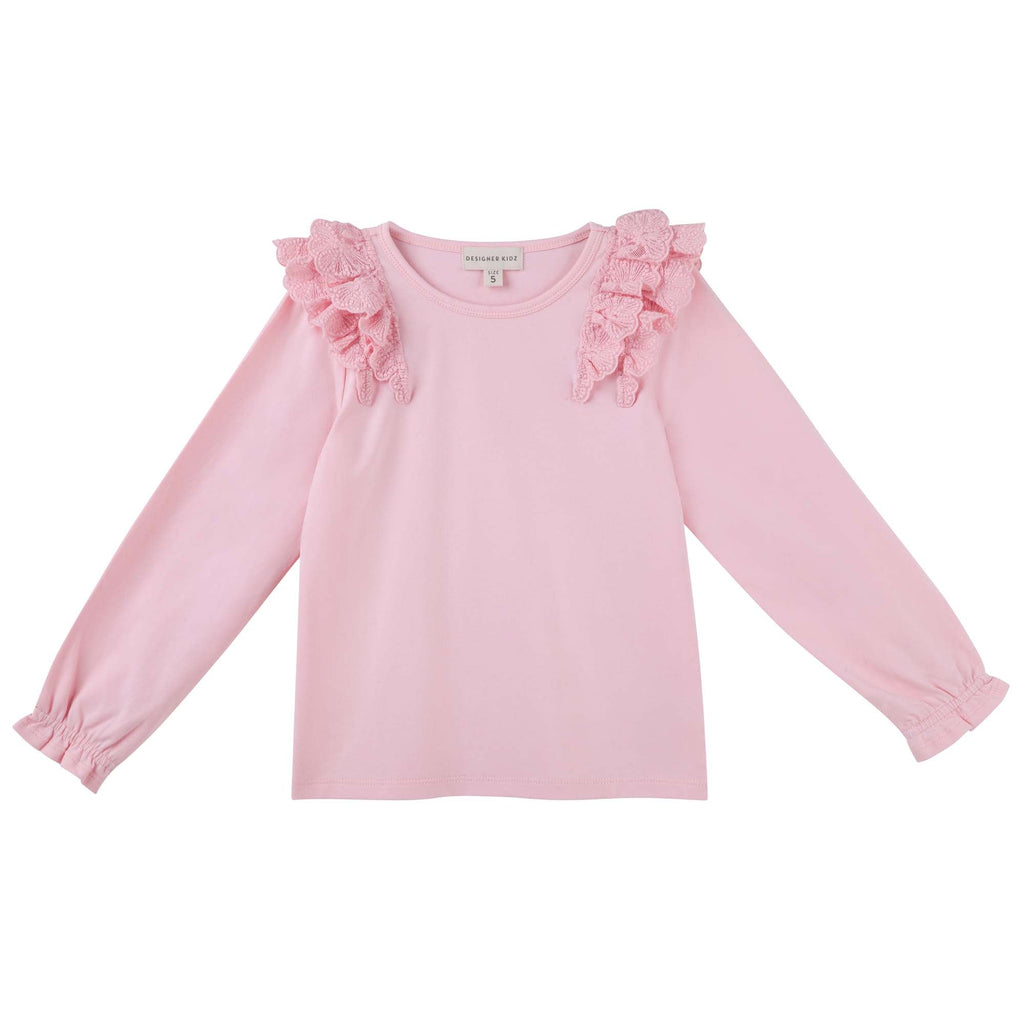 Rosalie Lace Frill Top - Dusty Pink