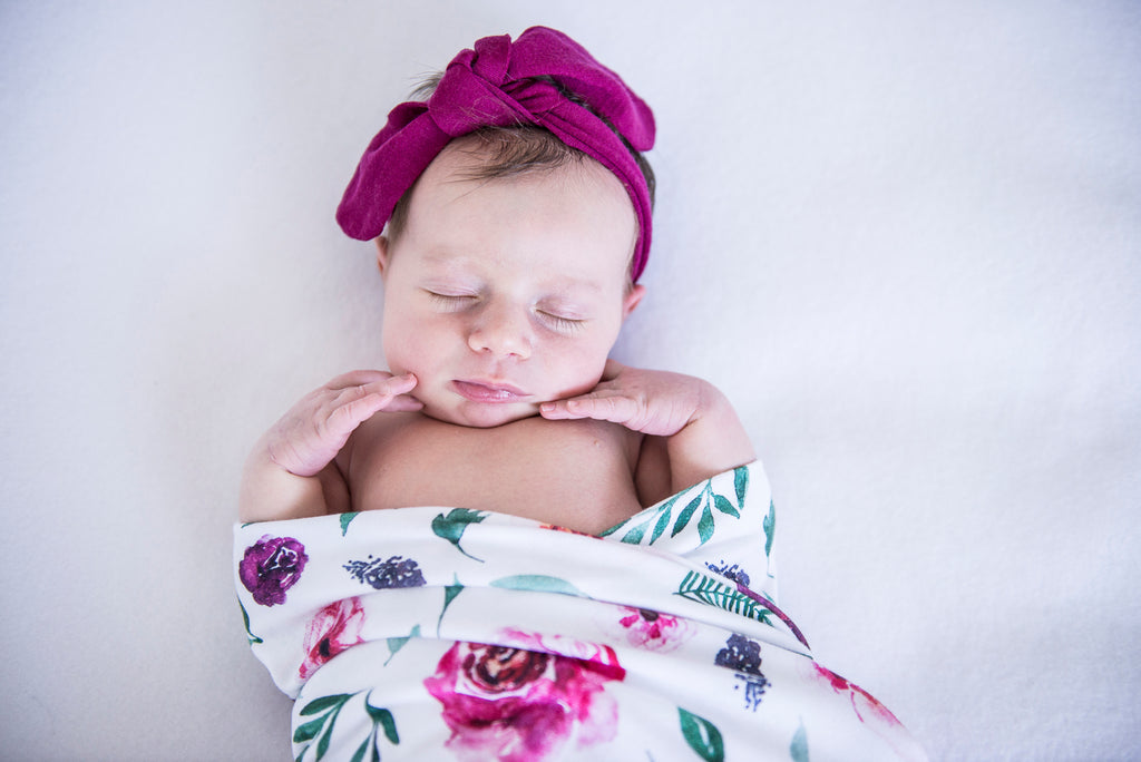 Peony Bloom I Baby Jersey Wrap & Topknot Set SOLD OUT